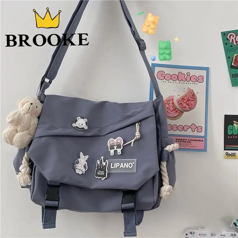 Nylon Shoulder Bag Large Capacity Crossbody Bag Schoolbag Men Messenger Pouch