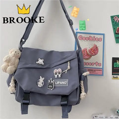 Nylon Shoulder Bag Large Capacity Crossbody Bag Schoolbag Men Messenger Pouch