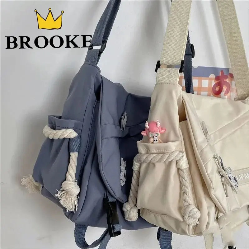 Nylon Shoulder Bag Large Capacity Crossbody Bag Schoolbag Men Messenger Pouch