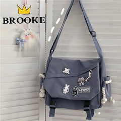 Nylon Shoulder Bag Large Capacity Crossbody Bag Schoolbag Men Messenger Pouch