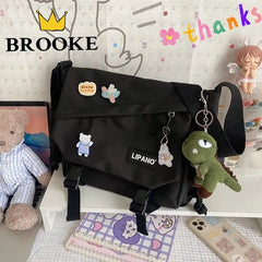 Nylon Shoulder Bag Large Capacity Crossbody Bag Schoolbag Men Messenger Pouch