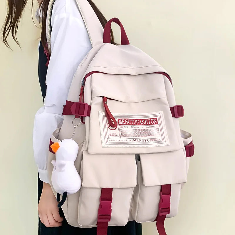 Women Nylon Laptop School Bag College Backpack