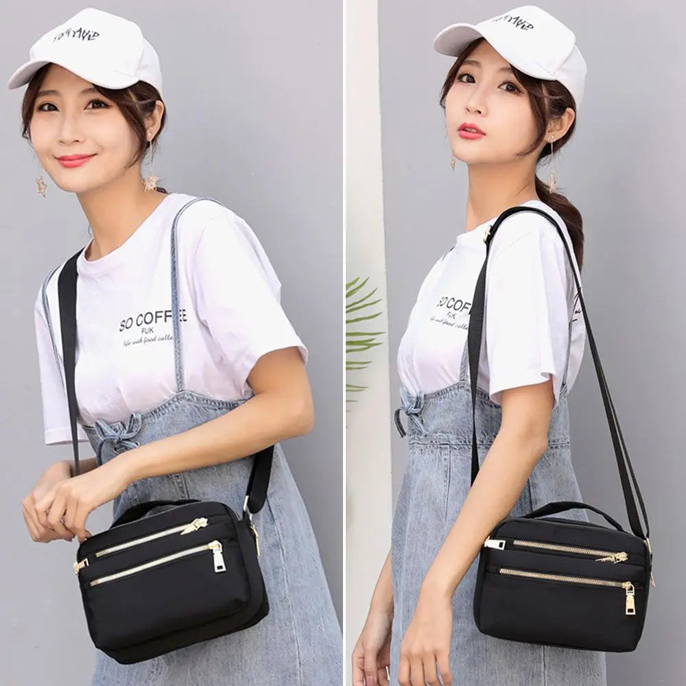 Women Nylon Shoulder Bag Waterproof Multi-pocket Handbag Crossbody