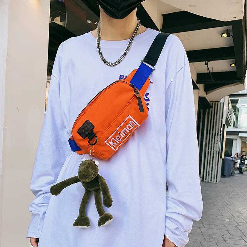 Women Nylon Leisure Waist Bag Orange Fanny Pack Ladies