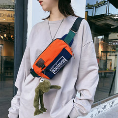 Women Nylon Leisure Waist Bag Orange Fanny Pack Ladies