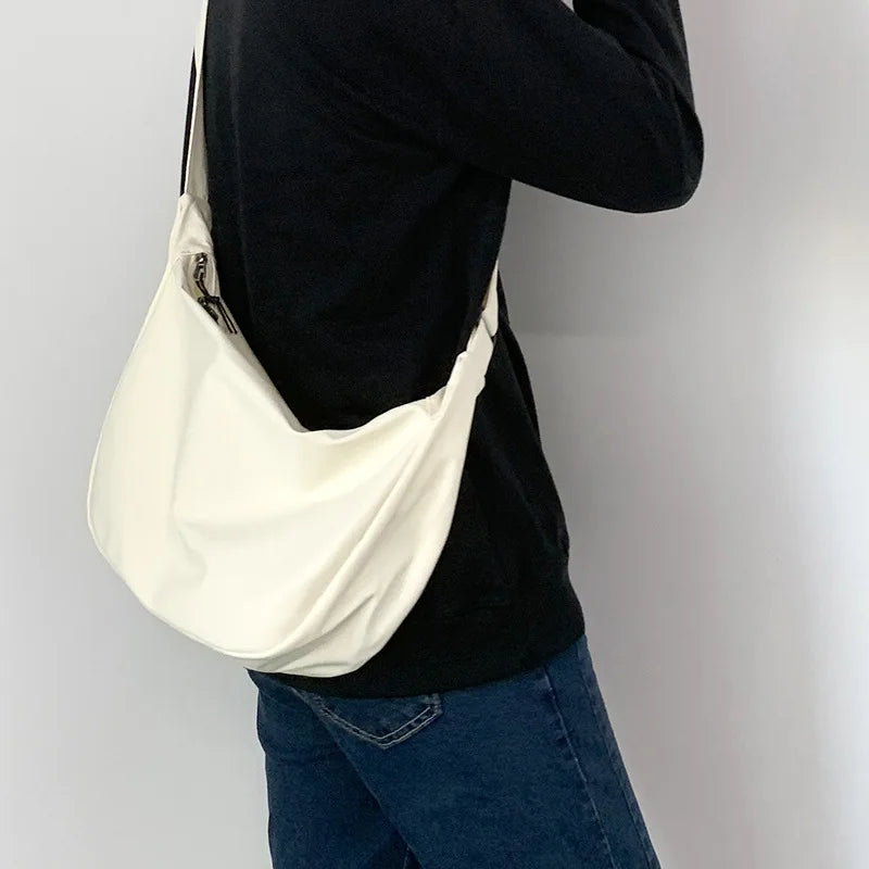 Women Nylon Messenger Bag Shoulder Canvas Tote Bag Plaid Crossbody Bag