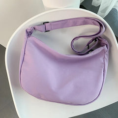 Women Nylon Messenger Bag Shoulder Canvas Tote Bag Plaid Crossbody Bag