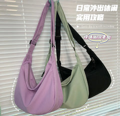 Women Nylon Messenger Bag Shoulder Canvas Tote Bag Plaid Crossbody Bag