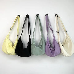 Women Nylon Messenger Bag Shoulder Canvas Tote Bag Plaid Crossbody Bag