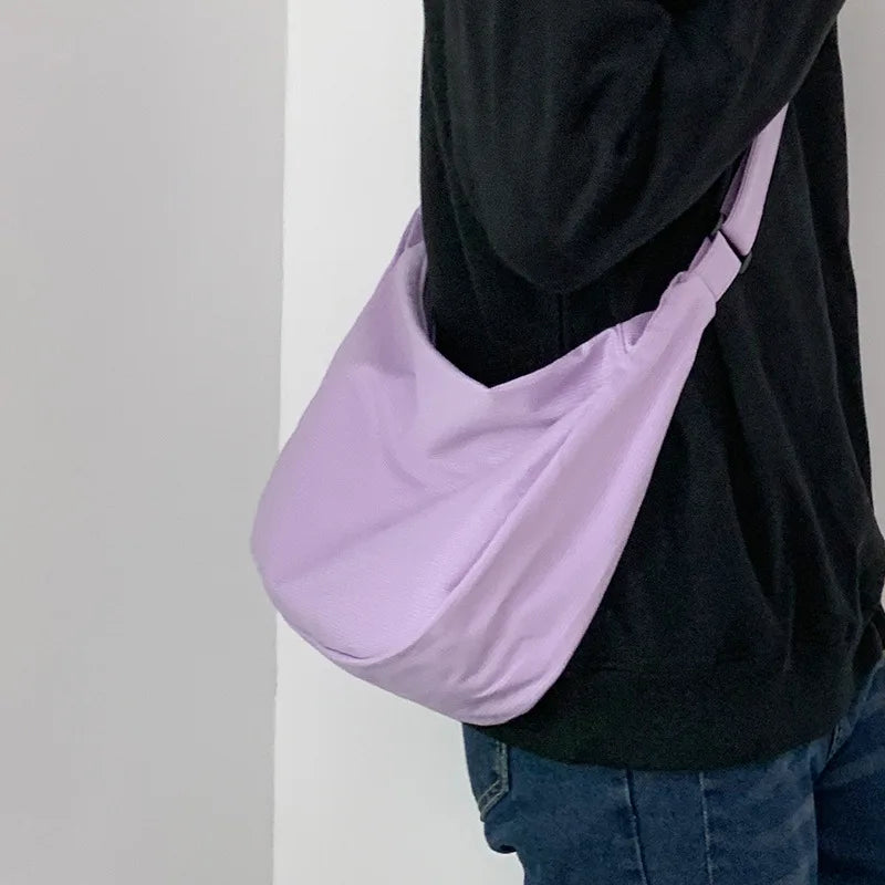 Women Nylon Messenger Bag Shoulder Canvas Tote Bag Plaid Crossbody Bag