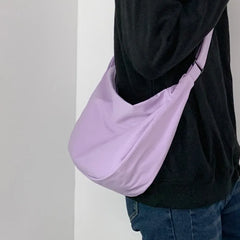 Women Nylon Messenger Bag Shoulder Canvas Tote Bag Plaid Crossbody Bag