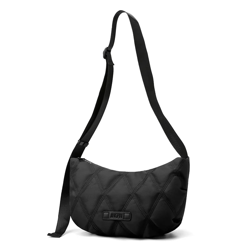 Vintage Women's Nylon Shoulder Chest Crescent Messenger Crossbody Bag
