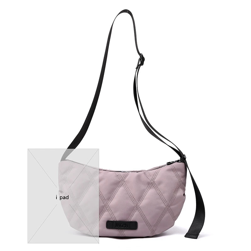 Vintage Women's Nylon Shoulder Chest Crescent Messenger Crossbody Bag