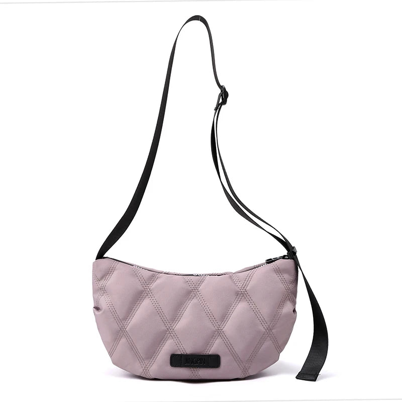 Vintage Women's Nylon Shoulder Chest Crescent Messenger Crossbody Bag