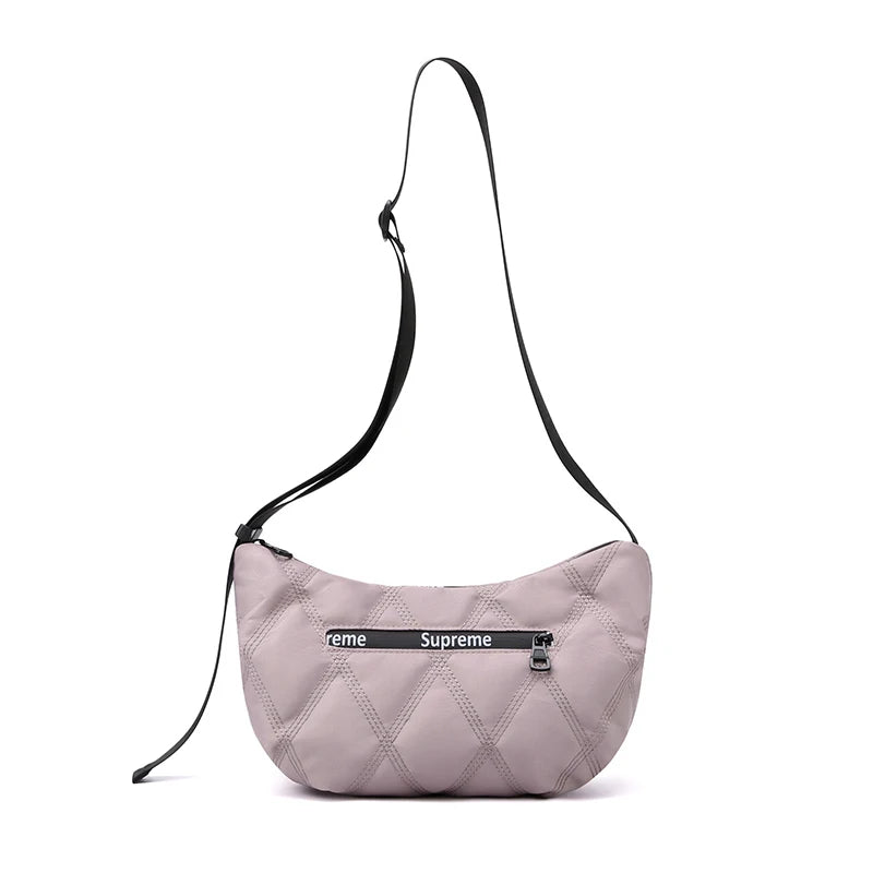 Vintage Women's Nylon Shoulder Chest Crescent Messenger Crossbody Bag