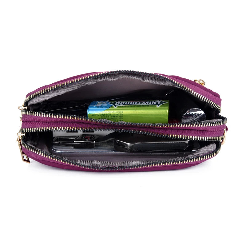 Waterproof Nylon Shoulder Bag Multi-pocket Zipper Handbag Crossbody Bags