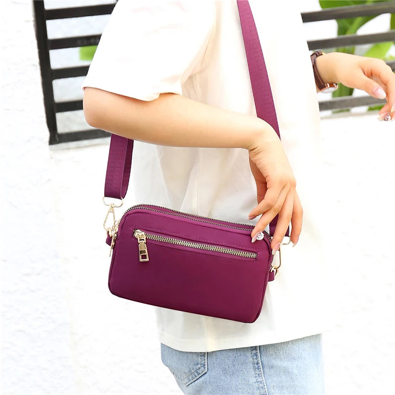 Waterproof Nylon Shoulder Bag Multi-pocket Zipper Handbag Crossbody Bags