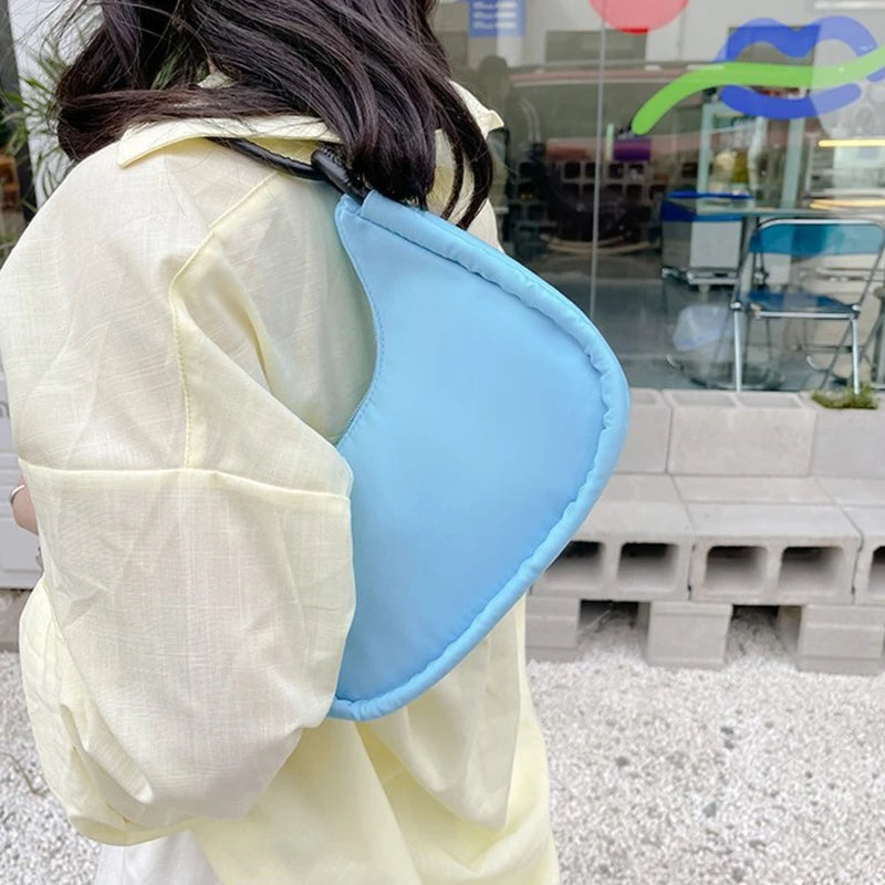 Women Nylon Underarm Bag Small Shoulder Bags Top Handle Purse Clutch