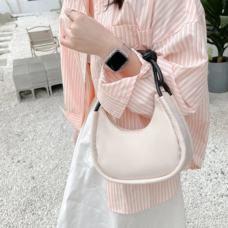 Women Nylon Underarm Bag Small Shoulder Bags Top Handle Purse Clutch