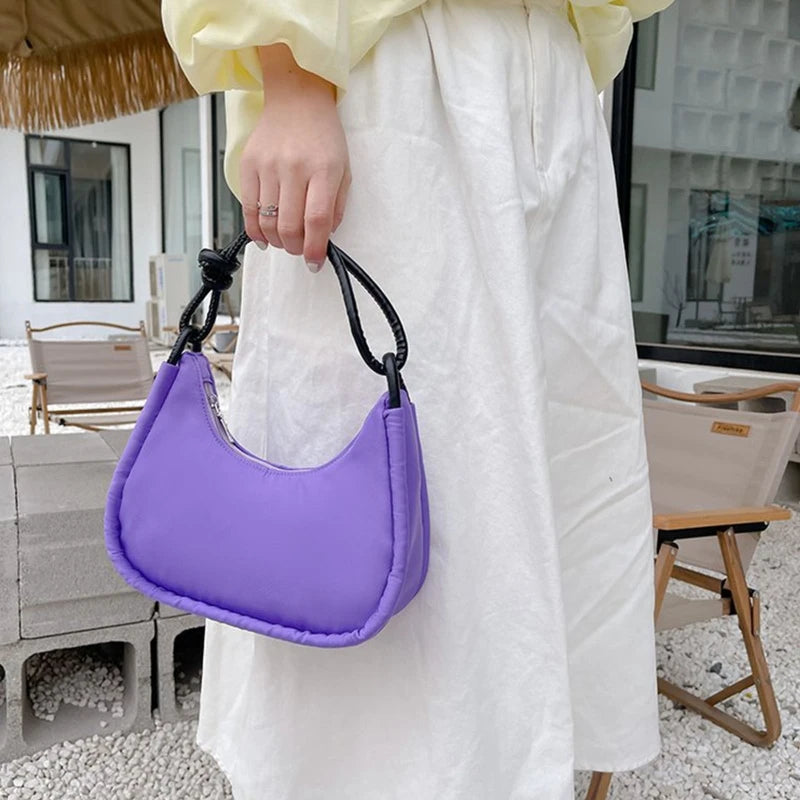 Solid Nylon Underarm Bag Lady Small Shoulder Bag Female Tote Purse