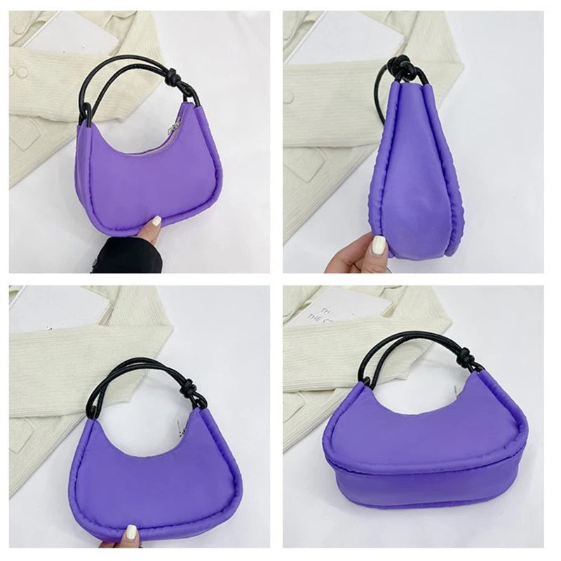 Solid Nylon Underarm Bag Lady Small Shoulder Bag Female Tote Purse