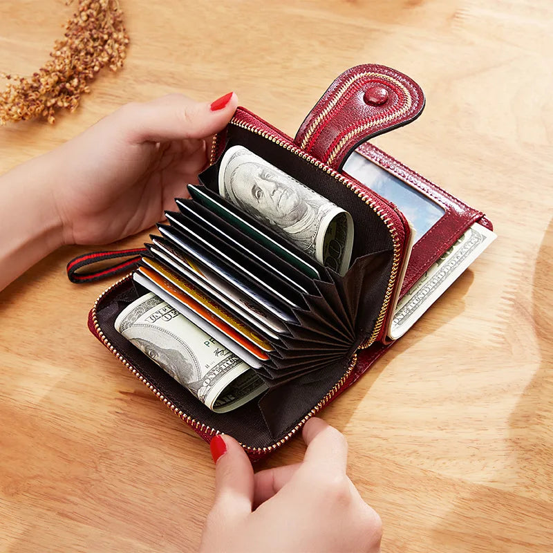 Women Oil Wax Vintage PU Leather Short Wallet Ladies Pocket Purse Clutch Coin ID