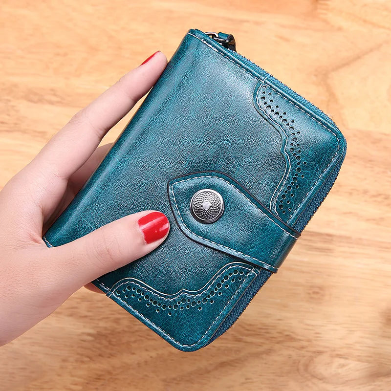 Women Vintage Short Wallet PU Leather Purse Clutch Cardholder Coin Purse