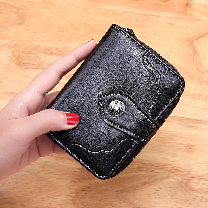 Women Vintage Short Wallet PU Leather Purse Clutch Cardholder Coin Purse
