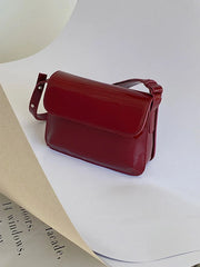 Vintage Wine Red Patent Leather Underarm Bag All-match Messenger Bags