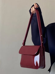Vintage Wine Red Patent Leather Underarm Bag All-match Messenger Bags