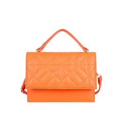 Orange Leather Shoulder Bag for Women - Small Crossbody Messenger