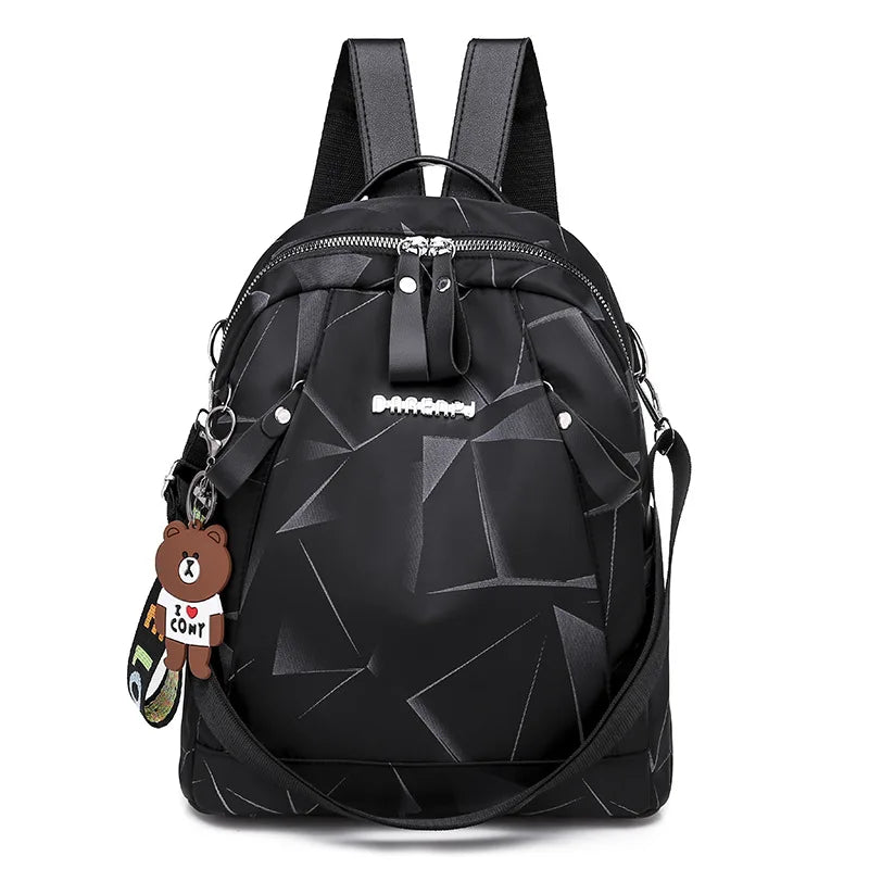 Women Oxford Backpack Anti-theft Travel Bag with Pendant