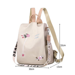 Women Oxford Flower Embroidery Print School Shoulder Bag