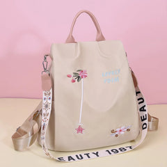 Women Oxford Flower Embroidery Print School Shoulder Bag