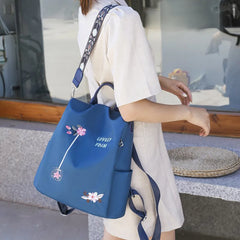 Women Oxford Flower Embroidery Print School Shoulder Bag