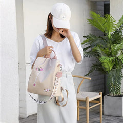 Women Oxford Flower Embroidery Print School Shoulder Bag
