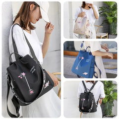 Women Oxford Flower Embroidery Print School Shoulder Bag