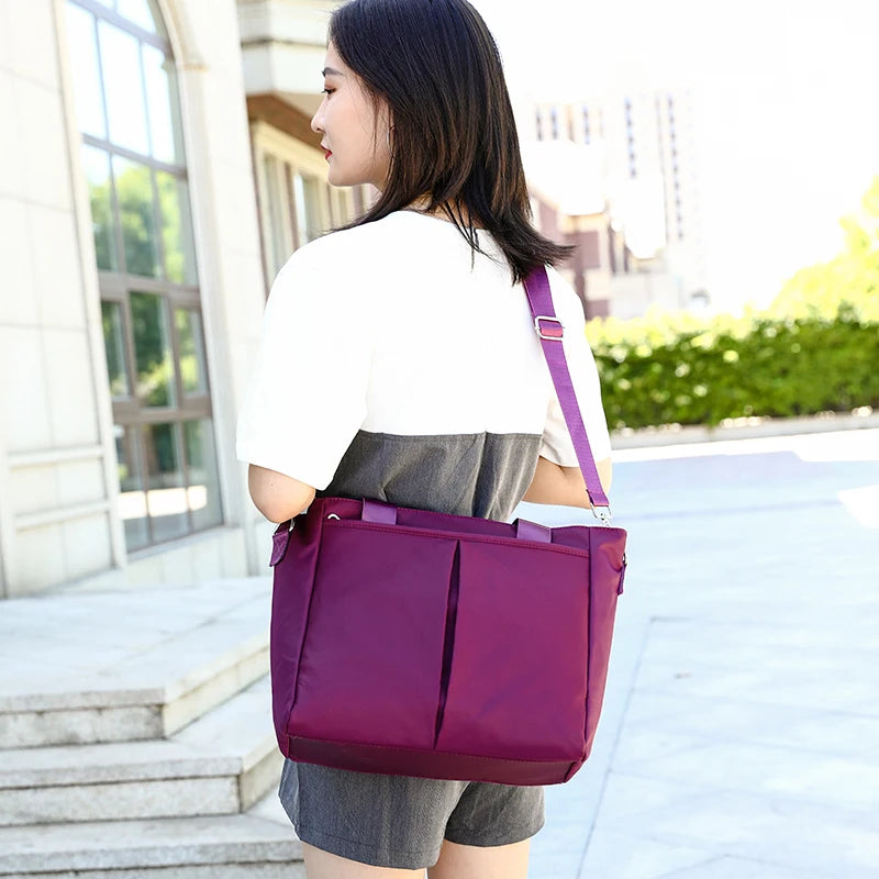Women Oxford Handbag Nylon Large Capacity Ladies Commuter Canvas Bag