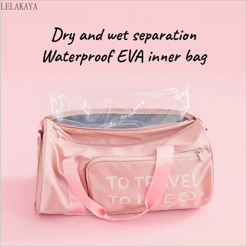 Women Oxford Waterproof Gym Bags Wet Dry Separation Yoga Training Travel Handbag