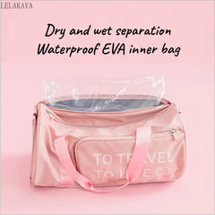 Women Oxford Waterproof Gym Bags Wet Dry Separation Yoga Training Travel Handbag