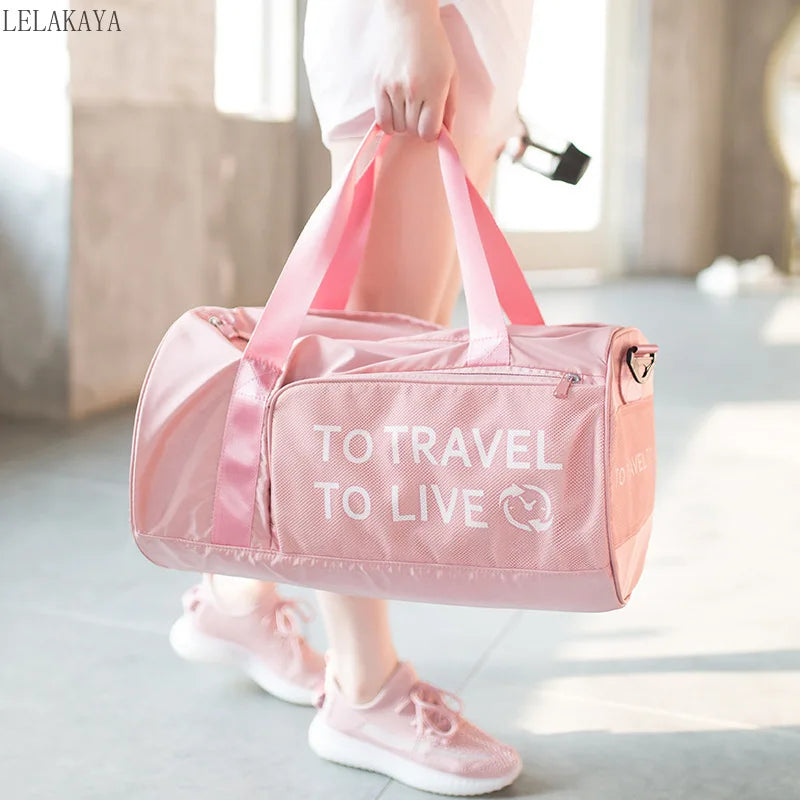 Women Oxford Waterproof Gym Bags Wet Dry Separation Yoga Training Travel Handbag