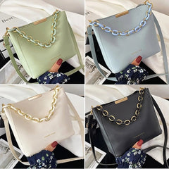 Women PU Tote Chain Crossbody Bag Ladies PU Leather Solid
