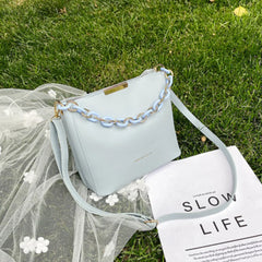 Women PU Tote Chain Crossbody Bag Ladies PU Leather Solid