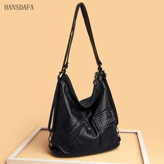 Women PU Leather 3 In 1 Backpack Large Capacity Shoulder Crossbody Bags