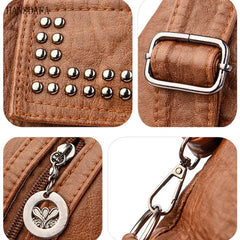 Women PU Leather 3 In 1 Backpack Large Capacity Shoulder Crossbody Bags