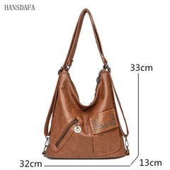 Women PU Leather 3 In 1 Backpack Large Capacity Shoulder Crossbody Bags
