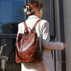 Women PU Leather Backpack Girls School Bag Large Capacity Handbags