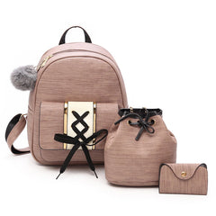 PU Leather Backpacks Teenage Girls Travel Bag Shoulder Set