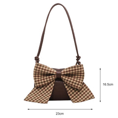 Women PU Leather Bow Shoulder Bag Zipper Crossbody Casual Clutch Bags