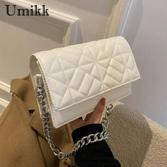 Women PU Leather Chain Flap Shoulder Bag Quilted Handbag Armpit Bag